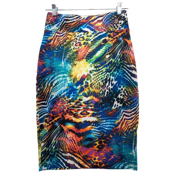 VENUS Dresses & Skirts - Venus Womens Animal Print Pencil Skirt Multi Color Rainbow High Waist XS USA